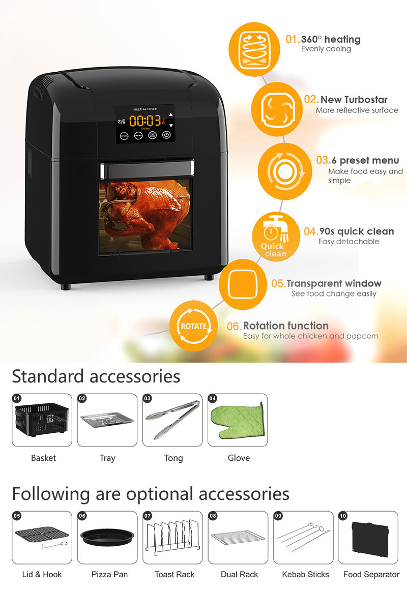 10L 1800W Multi Air fryer and oven CE