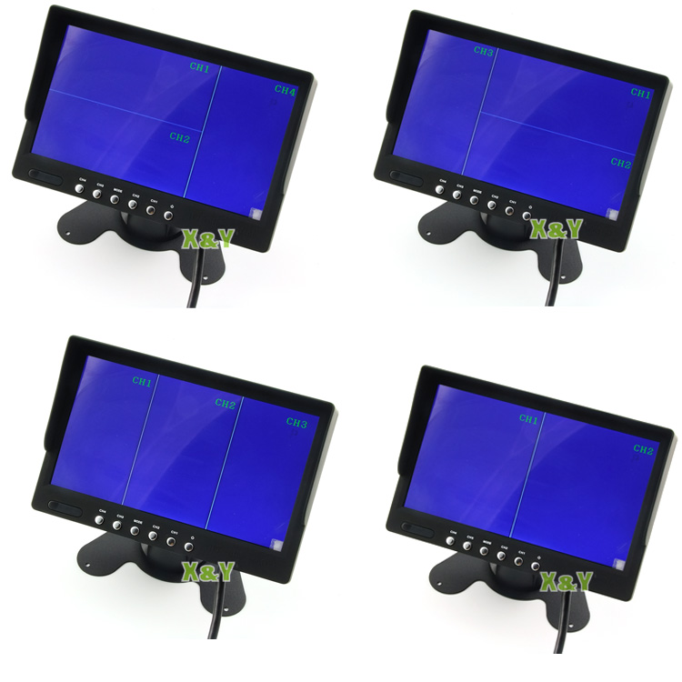 7 Inch Quad Splitter Four Images Display Car Monitor Xy-2085