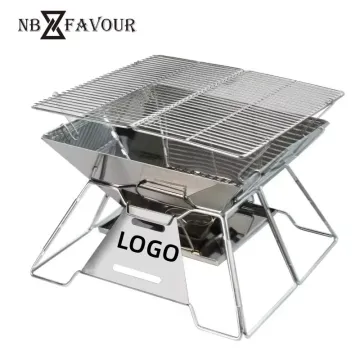 Outdoor Barbecue Equipment Inventory Stainless Steel BBQ Grill Folding Camping Barbecue Grill