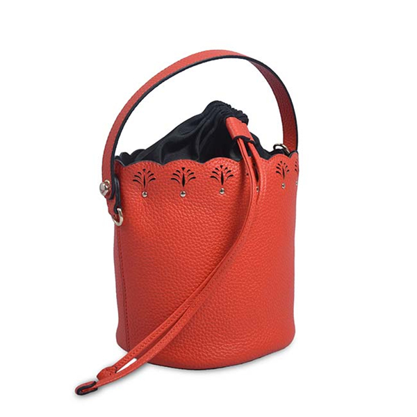 Vintage Women Small Crossbody Bags Leather Tassel Drawstring Bucket Bag