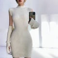 Women's Sleeveless Sweater Dress Knit Turtleneck