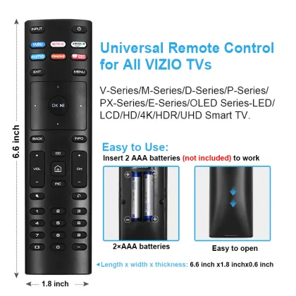XRT136 Replacement Universal Smart TV Remote for VIZIO LEDs and 4K UHD HDR TVs