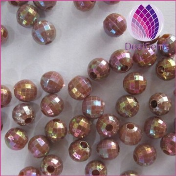 wholesale brown 6mm Bulk chunky acrylic faceted AB earth ball beads