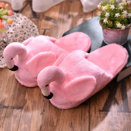 Warm Home Slippers Unisex Soft Slippers Winter Pink Flamingo