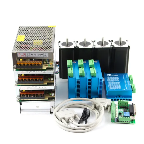 CNC DC Stepper Motor Kits: 4x DM542 Drivers + 4x NEMA23 112mm Motors + Mach3 Software + 24V/36V Power Supply