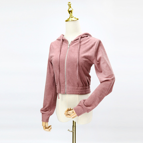 분홍색 긴 슬리브 니트 캐주얼 재킷