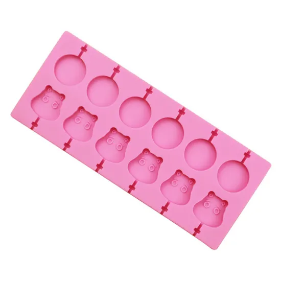 OEM Wholesale Food Grade 12 Cavity Bear Shape Cartoon Lollipop Chocolate Mould Silicone Baking Molds for Kids