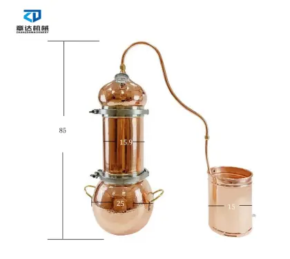 5L Hydrolate Mini Copper Still: Chamomile, Cinnamon, Roses, Lavender Herb Distiller for Essential Oils
