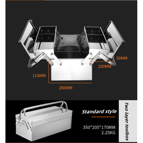 Boîte à outils de pliage industrielle montée en acier inoxydable