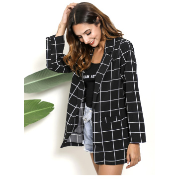 Women's Casual Check Plaid Loose Jacke