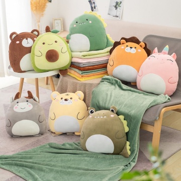 3-in-1 Totoro Animal Pillow Cover: Air Conditioning OEM Stuffed Throw Pillow Blanket