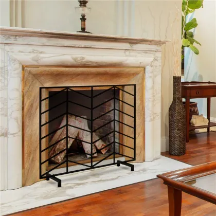 Steel Wood Burning Fireplace Accessories Fireplace Screens Guard Fence For Flame Prevention