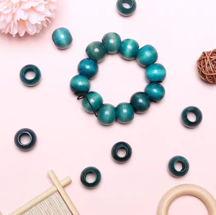 3/4 Inch Blue Wood Beads Macrame Beads