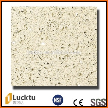 cream color sparkle artificial quartz stone slab for countertop