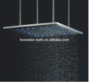20 '' Large Shower Rose Retractable Stainless Steel Bathroom LED Ceiling Rain Shower Head Nickel Brushed