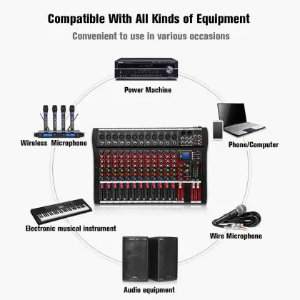 Professional 12-Channel DSP Audio Echo Sound Console with USB Mixing Technology: High-Quality Audio Processing Console