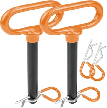 Orange Hitch Pin Set with Rubber-Coated Handle for Garden Trailers