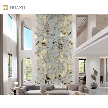 Huaxu Translucent Stone Bookmatch Marble Backlit Feature Wall