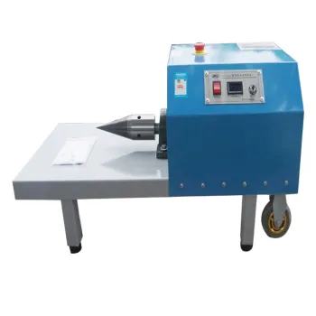 Portable Electric Wood Processor with Custom Hydraulic Motor in a Blue Wooden Case