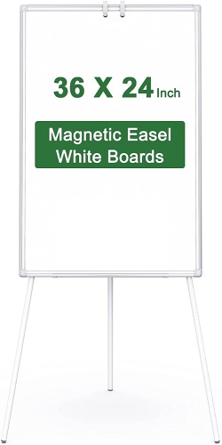 Height Adjustable Flipchart Easel White Board for Office