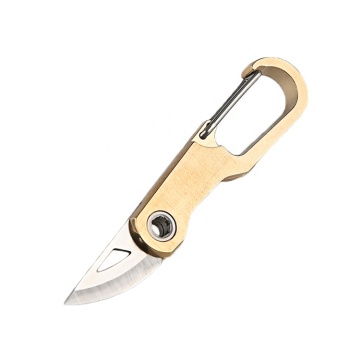 غولد EDC Mini Brass Keychain Sknife مع مقطع Carabiner