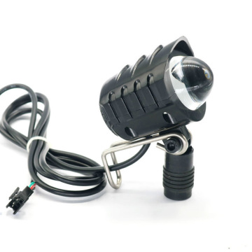 36-60V Dual Function LED Fork Light with Horn and SM Connector: Waterproof Ebike Headlight