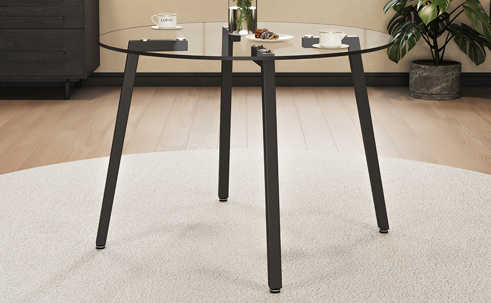 glass round dining table