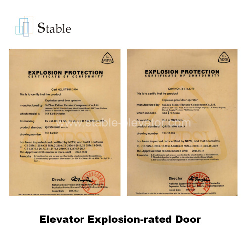 Elevator With Explosion Rated Doors