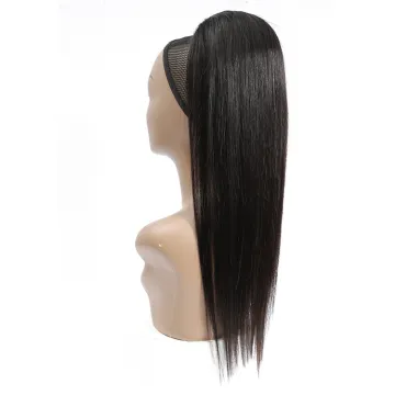 XCCOCO Hair Remy Human Hair 10 ihch Drawstring Ponytail, Straight Hair Bun Wrap Long Drawstring Ponytail