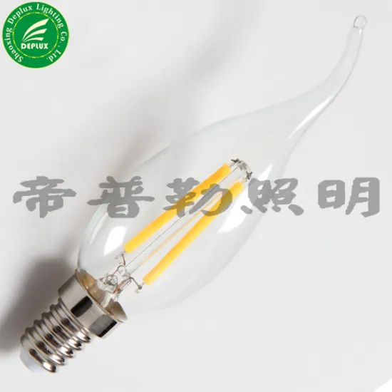 Filament led candle light crystal tail lamp manufacturer 360 degree 3-6w e14 led filament candle bulb light