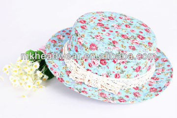 Lady's custom floral cool bucket hats/caps cheap fabric bucket hat pattern