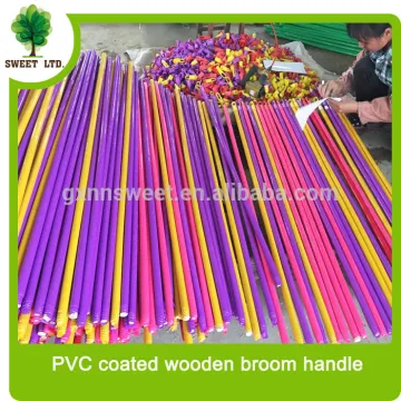 Manufacturer ribber design PVC caoted round wood handle for cleaning mops 120*2.2CM