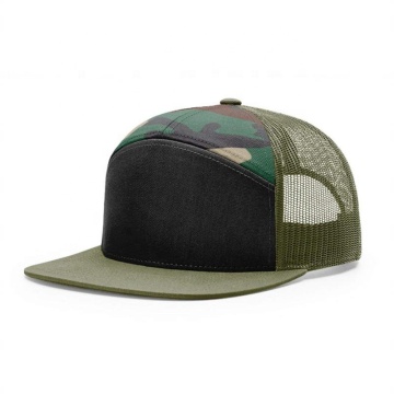 Benutzerdefinierte erwachsene Männer Polyester Baumwoll Mesh Trucker Hut - 7 Panel einfache leere Kappe mit Logo