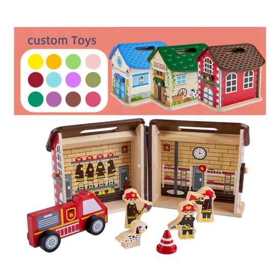 Portable Wooden Doll House Set - Educational Kids Toys for Children