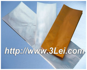 Side gusset coffee bag with degassing valve, aluminum foil bag