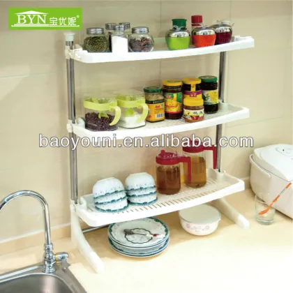 BAOYOUNI metal storage racks diy kitchen shelves plastic kitchen storage shelves DQ-0936-1