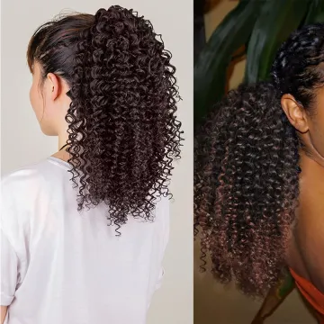 AliLeader 14Inch Ombre Premium Synthetic Afro Kinky Curly Ponytail Drawstring Puff Ponytail Hairpiece For Women