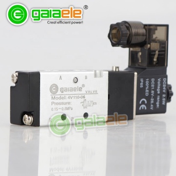 4V110 Series 5/2 Way Directional Airtac Solenoid Valve with LED Coil: 12V, 110V, 220V & DC24V Normally Closed Valve