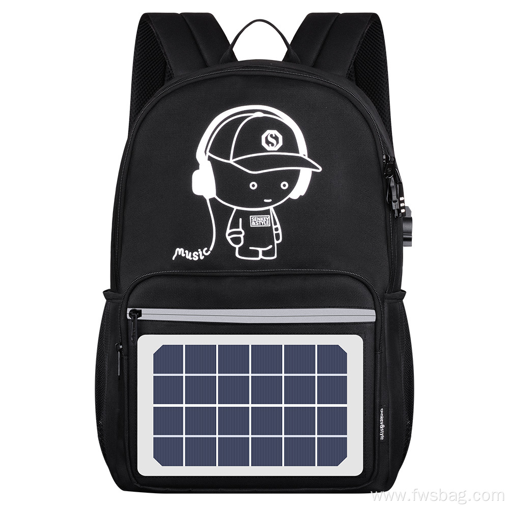 Solar Panel Cartoon Luminous School Backpack