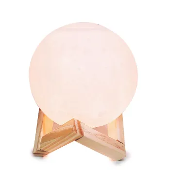 Wood Base Stand Ultrasonic USB Aromatherapy Air Humidifier with 3D Moon Lamp Night Light for Hotels and Homes