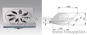 100mmx100mmx4mm Zinc Alloy Chrome Plated Pop-up Floor Drain 