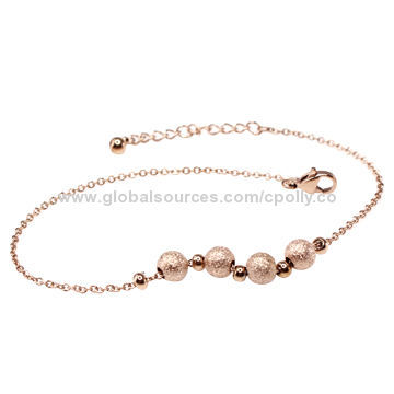 Sandblasting Rose Gold Cross Chain Anklet, Made of Stainless Steel, Customized Designs are Accepted