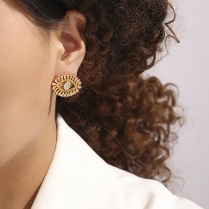 Chic Summer Fashion Jewelry: 4060 Magic Eye Zircon 18K Gold Plated Earrings