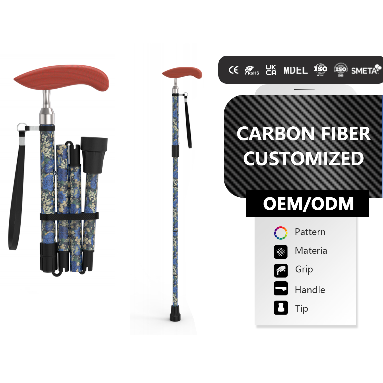 Adjustable Carbon Fiber Folding Walking Stick for Men Women All-Terrain Heavy Duty Mobility Aid Pivot Tip Exclusive Use Cane1