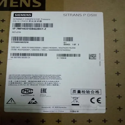 Siemens SITRANS P DS III P300 Pressure Transmitter 7MF4433