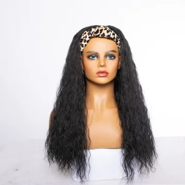 Headband for headband wigs wholesale long black water wave heat resistant fibre synthetic hair wigs for women