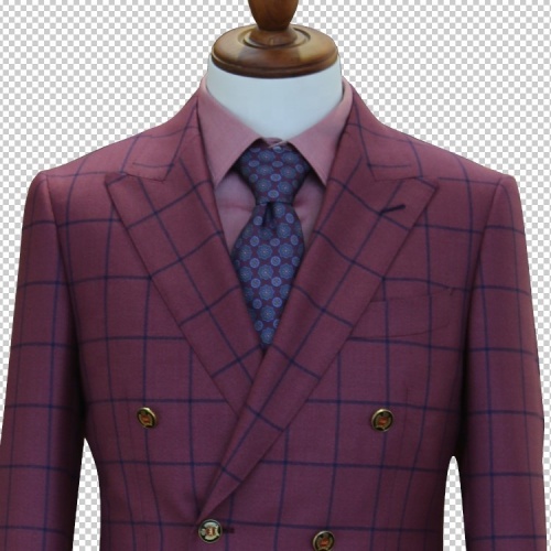 Red Plaid Check Fancy Lapel Woolen Tuxedo Suit