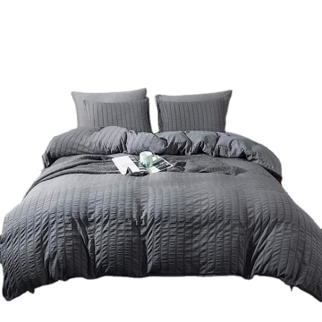 100% Polyester Solid Color Seersucker Duvet Cover Set - Luxury Bedding