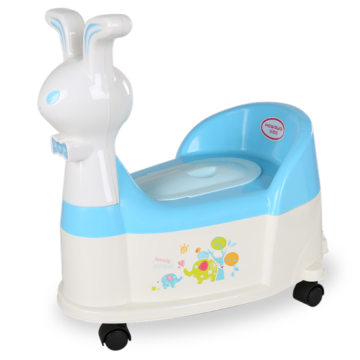 H8495 Cadeira de penico de bebê de coelho de plástico com roda