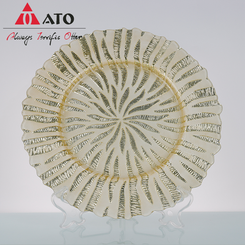 Gold Silver Glass Plate Tabletop Decorative Glass plate